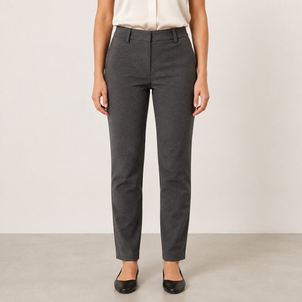 Dalia Pants Womens Small Dark Heather Charcoal Narrow Leg Mid Rise Casual Office